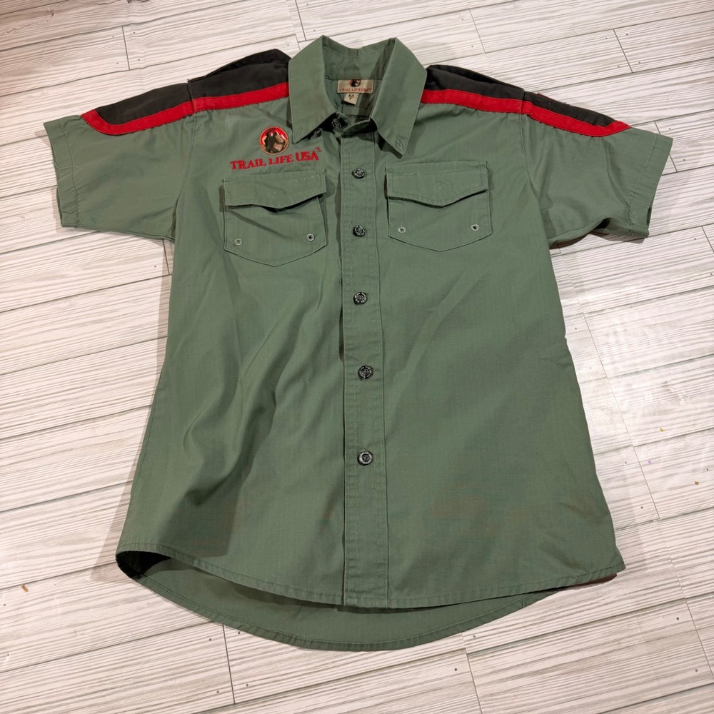 Trail Life USA Youth Medium Green Ripstop Short Sleeve Scout Uniform Shirt